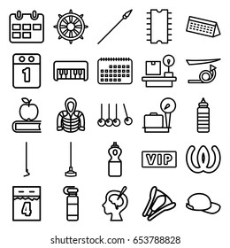 Long icons set. set of 25 long outline icons such as vip, lugagge weight, piano toy, straight hair, hoodie, hoe, helm, brain surgery, stapler, cpu, baseball cap