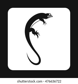 Long iguana icon in simple style isolated on white background. Reptiles symbol