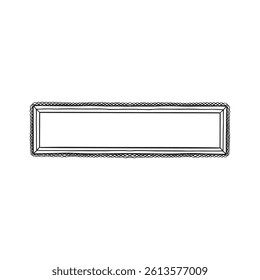 A long illustrated frame with scalloped edge. Hand drawn in black and white. 