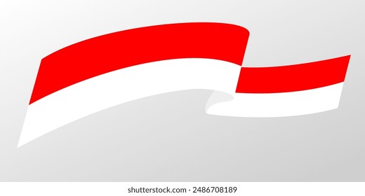 long Indonesian flag ribbon flown by wind