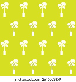 Long Indoor Plant Vector Seamless Pattern