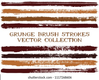 Long ink brush strokes isolated design elements. Set of paint lines. Urban stripes, textured paintbrush stroke shapes. Ink brush stripes isolated on white, vector wall paint samples set.