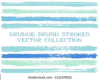 Long ink brush strokes isolated design elements. Set of paint lines. Artistic stripes, textured paintbrush stroke shapes. Ink brush stripes isolated on white, vector wall paint samples set.