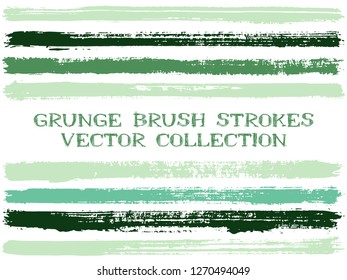 Long ink brush strokes isolated design elements. Set of paint lines. Messy stripes, textured paintbrush stroke shapes. Ink brush stripes isolated on white, vector wall paint samples set.