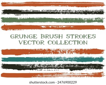 Long ink brush strokes isolated design elements. Set of paint lines. Cool stripes, textured paintbrush stroke shapes. Ink brush stripes isolated on white, vector wall paint samples set.