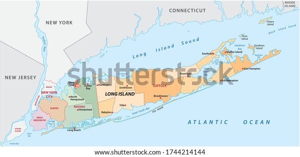 Long Island Administrative Political Vector Map Stock Vector (Royalty ...