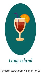 Long Island Cocktail Menu Item Or Any Kind Of Design. Party Drink Icon Vector Illustration