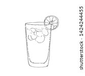 Long Island Cocktail monochrome vector sketch illustration