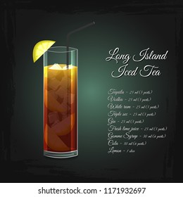 Long Island Iced Tea alcohol cocktail vector