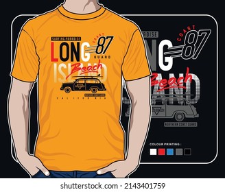 long island, vector vacation illustration design graphic for print
