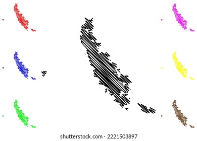 Long island (Western Australia, Commonwealth of Australia, Buccaneer Archipelago, Indian Ocean) map vector illustration, scribble sketch Long map