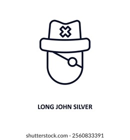 long john silver outline icon.  Thin line icon from education collection. Editable vector isolated on white background