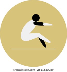 Icône compétition saut en longueur. Enseigne de sport colorée.  