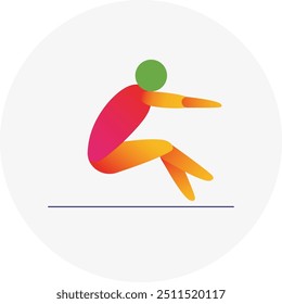 Icône compétition saut en longueur. Enseigne de sport colorée.  