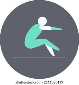 Icône compétition saut en longueur. Enseigne de sport colorée.  