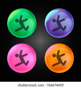 Long Jump crystal ball design icon in green - blue - pink and orange.