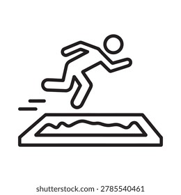 long jump icon in black line art style