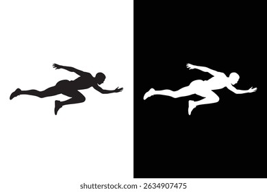 Ícone de salto longo ícone plano vetor no fundo branco Ilustração de arte vetorial no fundo branco.