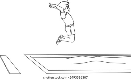 long jump line vector illustration isolated on white background