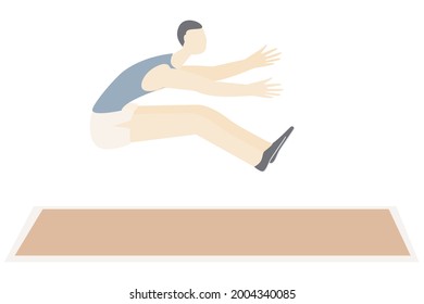 Long jump Male athlete jumping at stadium Vector flat sport people illustration Summer games athlete triple jump Isolated on white background