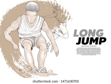 Long jump men vector illustration. sport background design. Long jump wallpaper