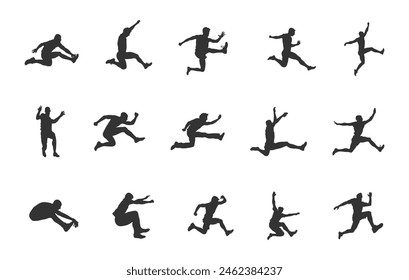 Long jump silhouette, Long jumping silhouette, Athletics long jump silhouette, Long jumper silhouette.
