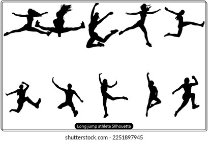Long Jump Silhouette on white background
