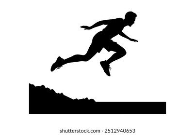 Long Jump Silhouette Vector, Man Jumping Clipart Silhouette