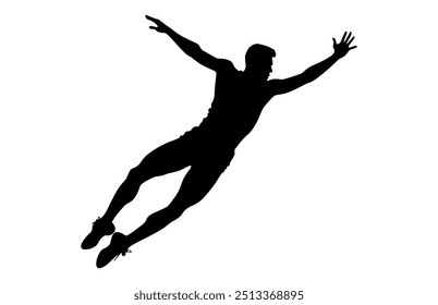 Long Jump Silhouette Vector, Man Jumping Clipart Silhouette