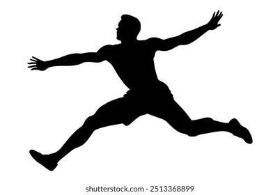 Long Jump Silhouette Vector, Man Jumping Clipart Silhouette