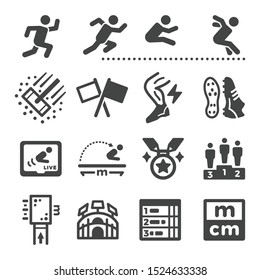 long jump sport and recreation icon set,vector and illustration