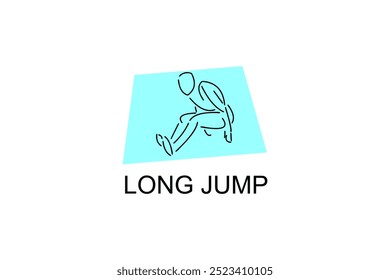 Ícone de linha de vetor de salto em distância. ilustração de ícone de esporte de atletismo. ilustração de pictograma esportivo.