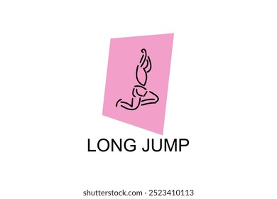 Long jump sport vector line icon. track and field sport icon illustration. sport pictogram illustration.