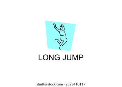 Long jump sport vector line icon. track and field sport icon illustration. sport pictogram illustration.