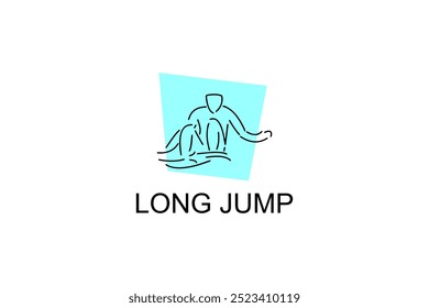 Long jump sport vector line icon. track and field sport icon illustration. sport pictogram illustration.
