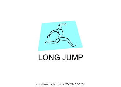 Long jump sport vector line icon. track and field sport icon illustration. sport pictogram illustration.