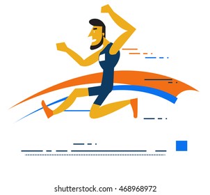 Long Jump Sports Flat character design. Vector Illustration