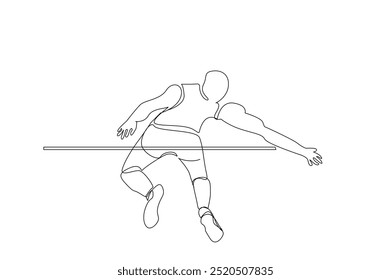 long jump stick olympic sports high jump one line art design vector