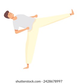 Long kick capoeira icon cartoon vector. Dance cute. Brazilian martial art