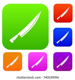 Long knife set icon color in flat style isolated on white. Collection sings vector illustration