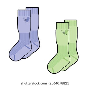 Long knit socks mockup template vector illustration.