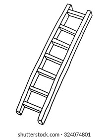 long ladder / cartoon vector and illustration, black and white, hand drawn, sketch style, isolated on white background.