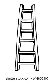 long ladder / cartoon vector and illustration, black and white, hand drawn, sketch style, isolated on white background.