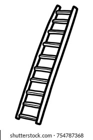 long ladder / cartoon vector and illustration, black and white, hand drawn, sketch style, isolated on white background.