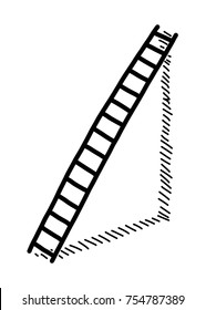 long ladder / cartoon vector and illustration, black and white, hand drawn, sketch style, isolated on white background.