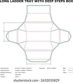 Long ladder tray with deep steps box diecut template