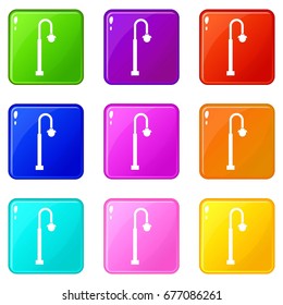 Long lantern icons of 9 color set isolated vector illustration