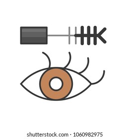 Long lashed mascara icon, filled outline