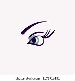 Long lashes, beauty salon icon, eyelash master, vector logo