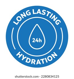 Icono de hidratación de larga duración. Iconos vectoriales redondeados en color azul.